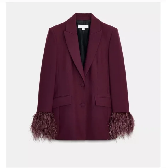 ZARA FEATHER CUFF BLAZER - Picture 1 of 9
